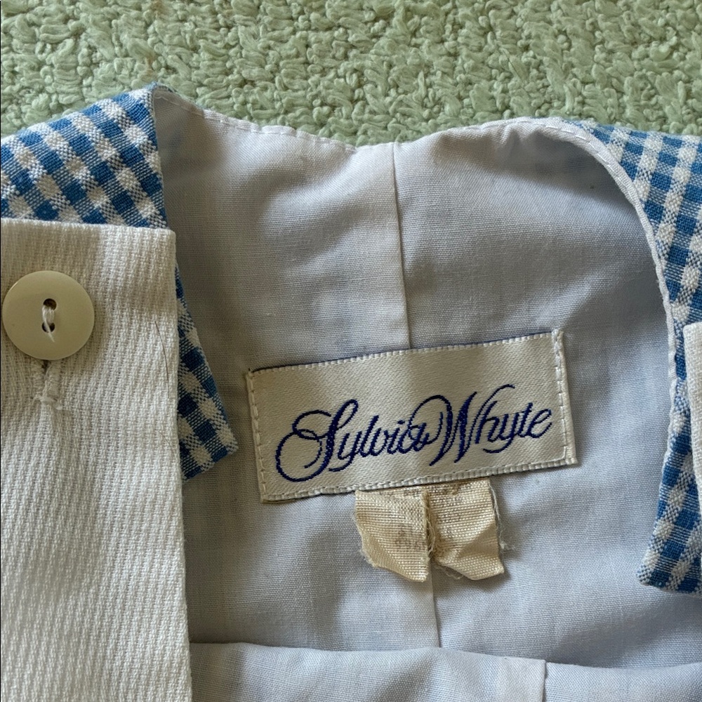 Blue Gingham Shortalls with White Yoke - Picture 2 of 3